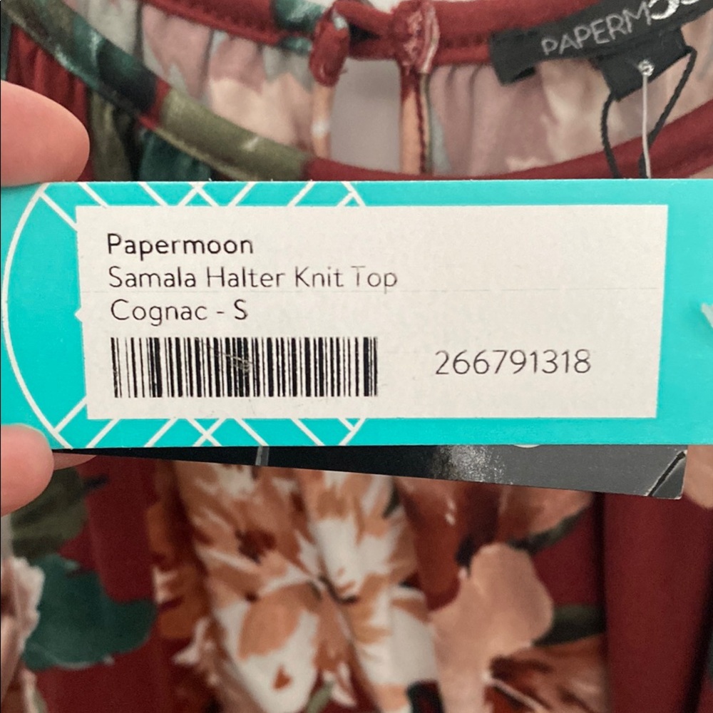 Papermoon Samala Floral Knit Top in Cognac